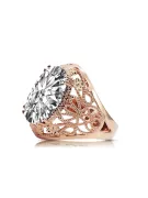 Anneau Artisanat vintage Zircon Or rose 14 carats vintage d'origine vrc074r